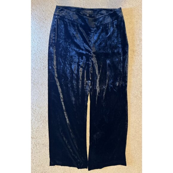 Talbots Dress Pants 10P Black Velvet Flat Front Side Zip Classic Wide Leg $139 - Picture 4 of 10